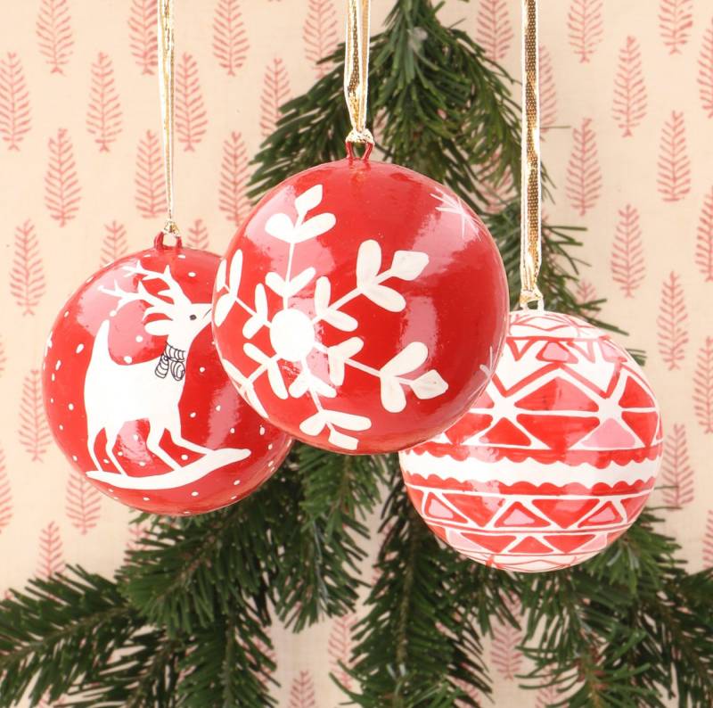Guru-Shop Christbaumschmuck Upcycling Weihnachtskugel 3er Geschenk Set aus.. von Guru-Shop