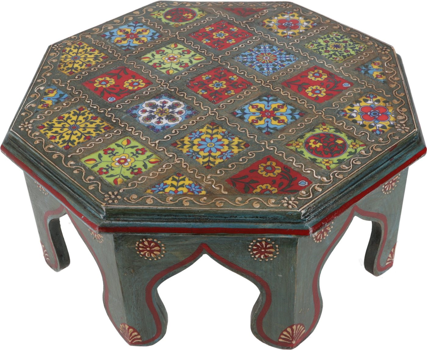 Guru-Shop Couchtisch Bemalter kleiner Tisch mit Fliesenmosaik - blau.. von Guru-Shop