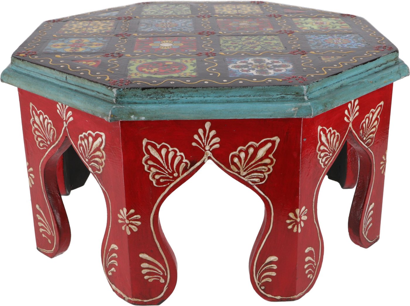 Guru-Shop Couchtisch Bemalter kleiner Tisch mit Fliesenmosaik - rot.. von Guru-Shop