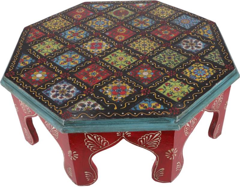 Guru-Shop Couchtisch Bemalter kleiner Tisch mit Fliesenmosaik - rot.. von Guru-Shop