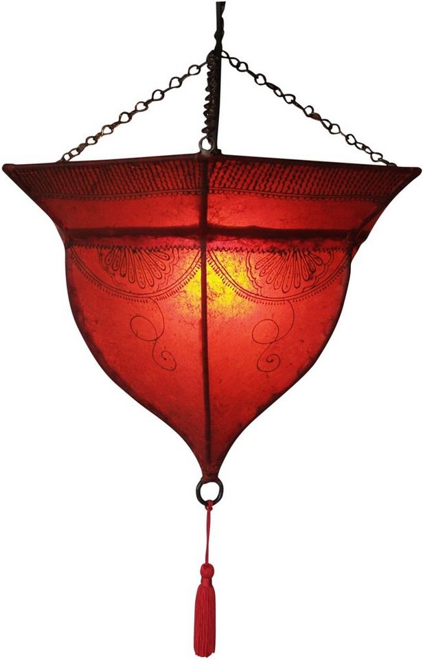 Guru-Shop Deckenleuchten Henna - Leder Deckenlampe - Mali rot, Leuchtmittel nicht inklusive von Guru-Shop