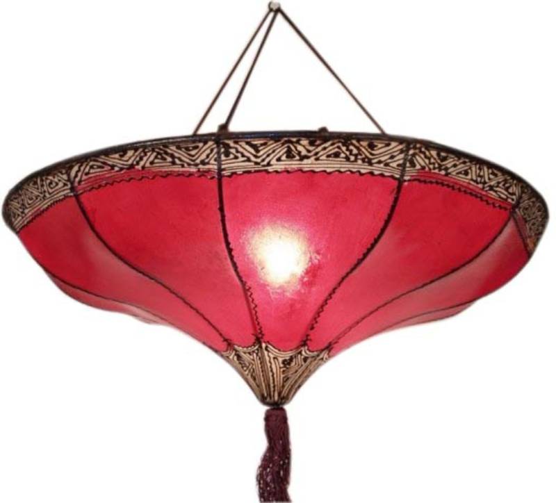 Guru-Shop Deckenleuchten Henna Leder Deckenlampe - Salem rot, Leuchtmittel nicht inklusive von Guru-Shop