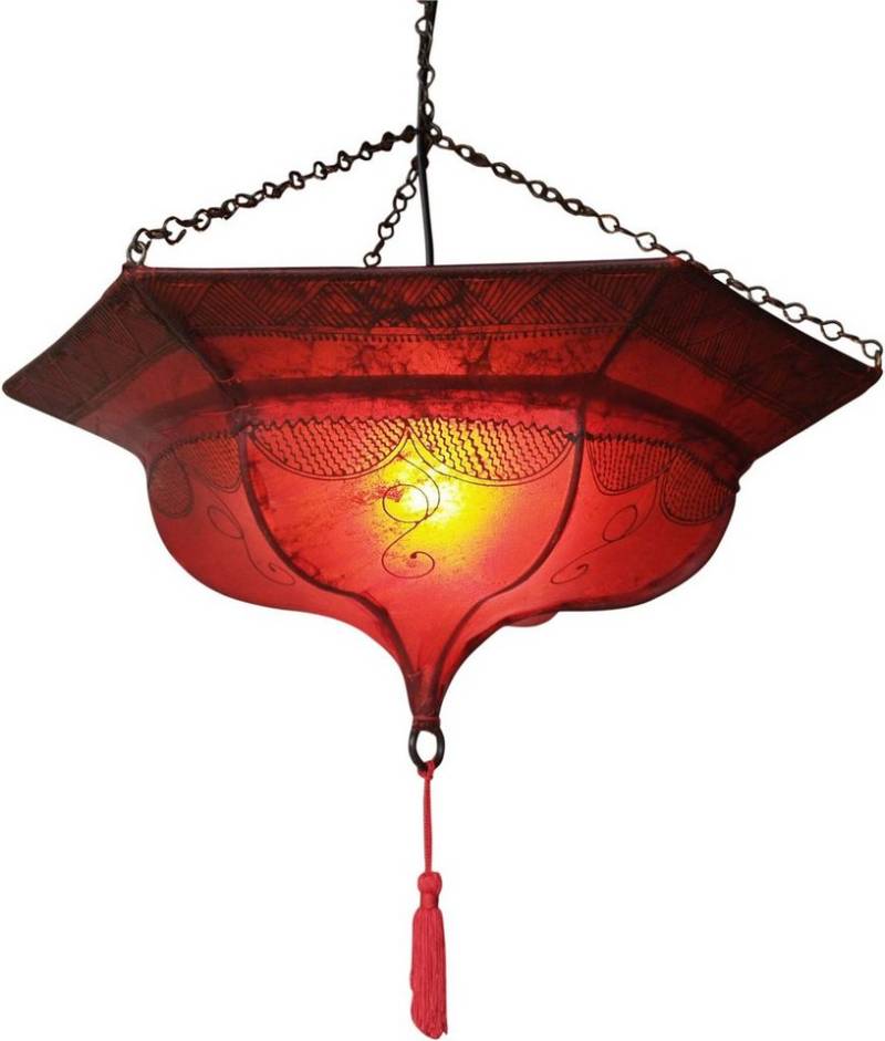 Guru-Shop Deckenleuchten Henna Leder Deckenlampe - Tuareg rot, Leuchtmittel nicht inklusive von Guru-Shop