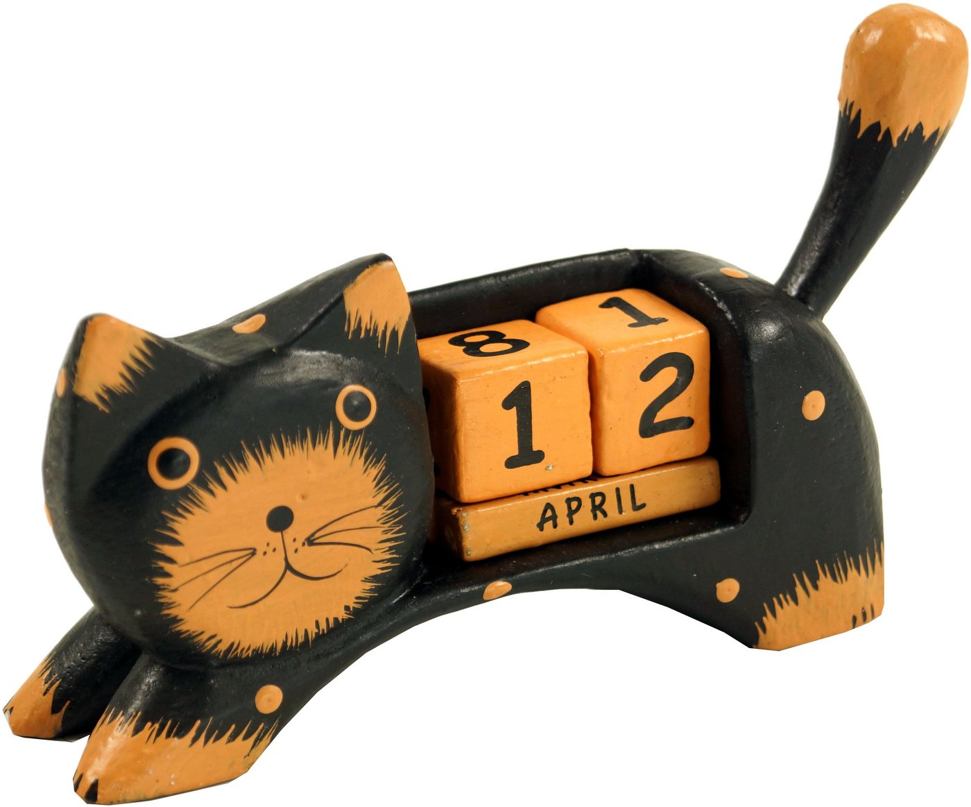 Guru-Shop Dekofigur Holz Kalender - Katze schwarz Guru-Shop Dekofigur Holz Kalender - Katze schwarz von Guru-Shop