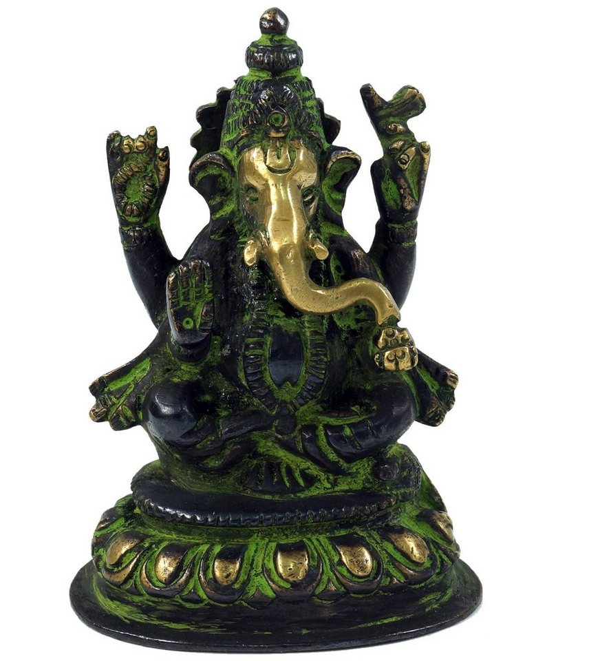 Guru-Shop Dekofigur Messingfigur Ganesha Statue 10 cm - Motiv 12 von Guru-Shop