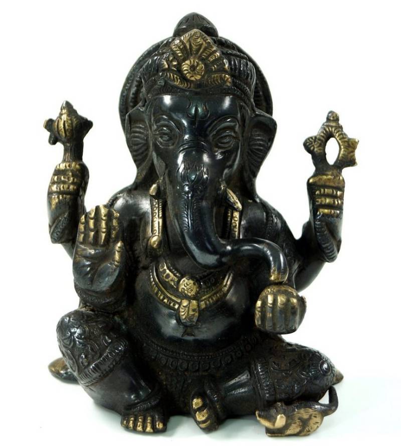 Guru-Shop Dekofigur Messingfigur Ganesha Statue 15 cm - Motiv 24 von Guru-Shop