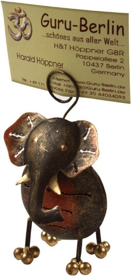 Guru-Shop Dekofigur Visitenkartenhalter, Fotohalter `Elefant` von Guru-Shop