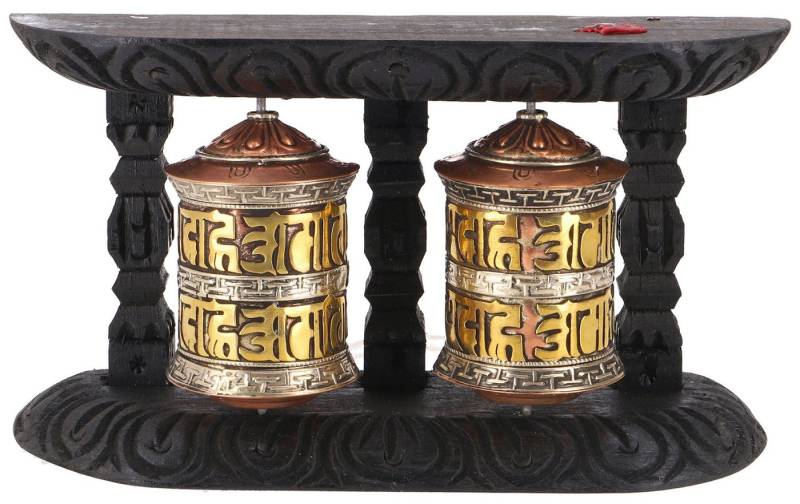 Guru-Shop Dekoobjekt 2`er Gebetsmühlen mit geschnitztemmRahmen und.. von Guru-Shop