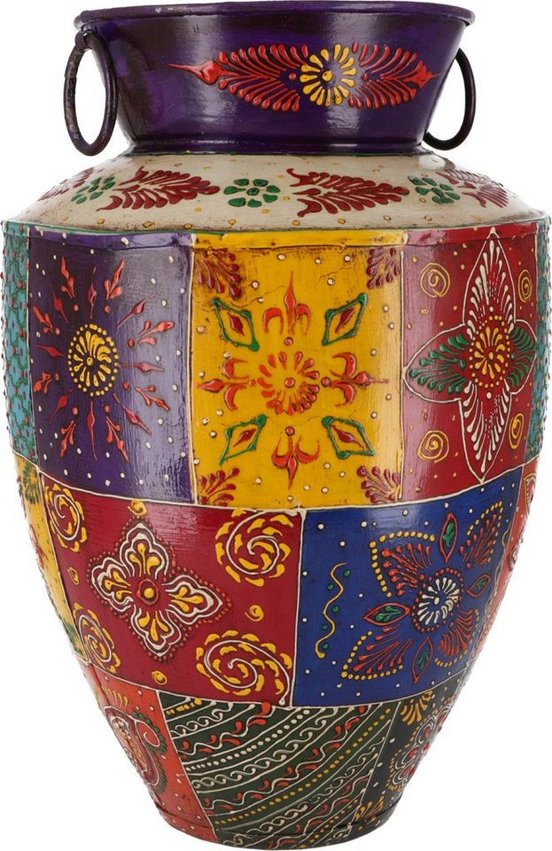 Guru-Shop Dekovase Vintage Metall Vase, Krug Rajasthan, handbemalt.. Guru-Shop Dekovase Vintage Metall Vase, Krug Rajasthan, handbemalt.. von Guru-Shop