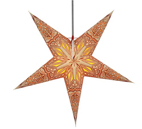 GURU SHOP Faltbarer Advents Leucht Papierstern, Weihnachtsstern 60 cm - Dadari Orange, Star Fensterdeko von GURU SHOP