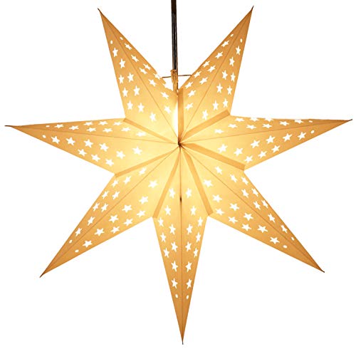 GURU SHOP Faltbarer Advents Leucht Papierstern, Weihnachtsstern 60 cm - Austrinus Weiß, Papiersterne 60 cm von GURU SHOP