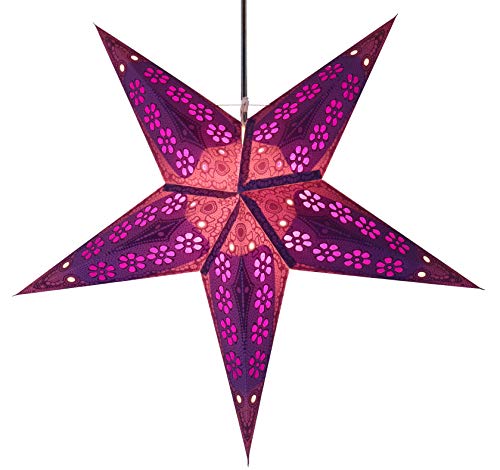 GURU SHOP Faltbarer Advents Leucht Papierstern, Weihnachtsstern 60 cm - Minas Violett, Star Fensterdeko von GURU SHOP