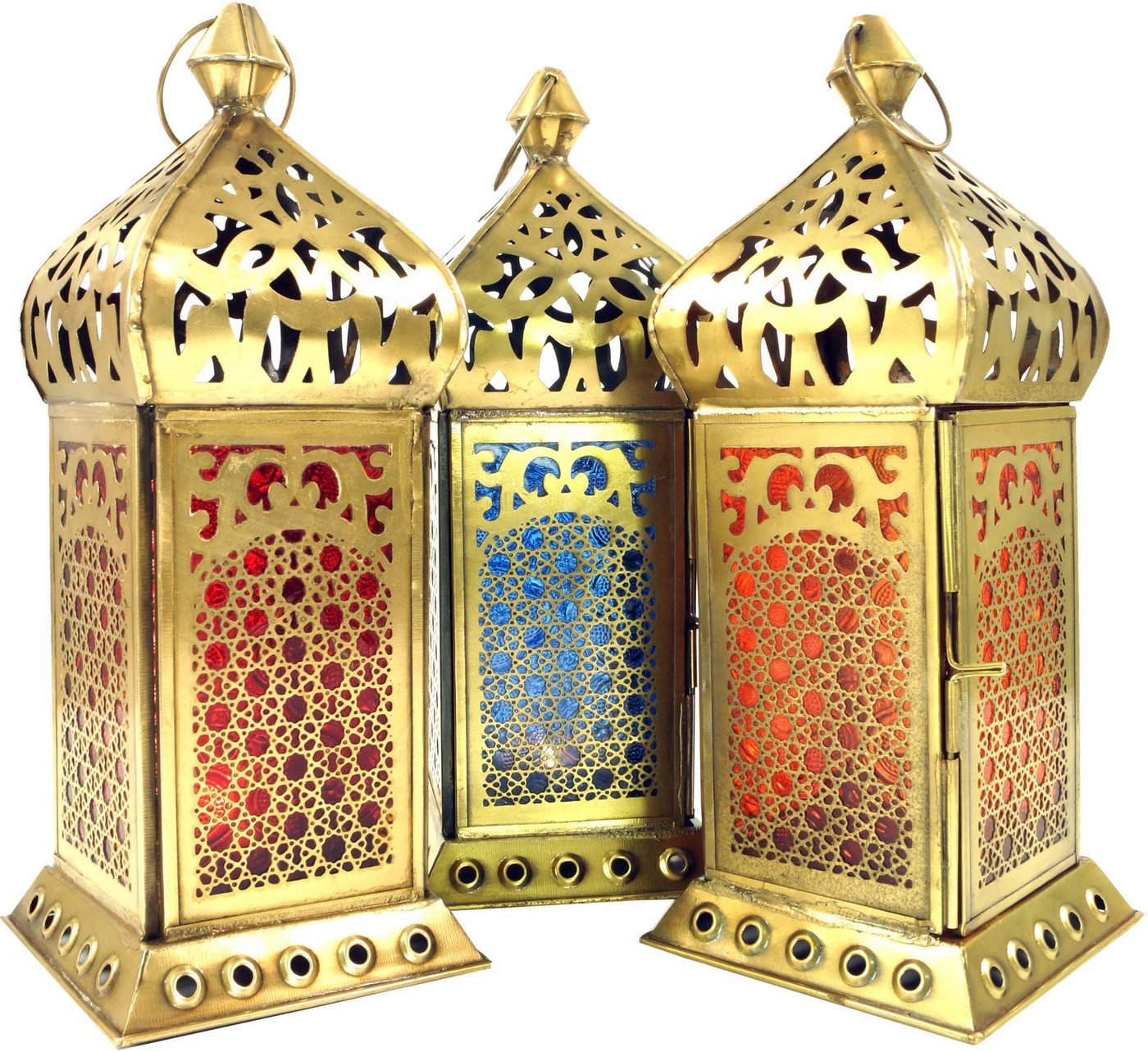 Guru-Shop Kerzenlaterne Orientalische Metall/Glas Laterne in.. von Guru-Shop