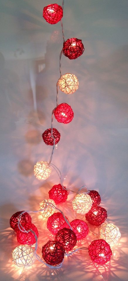 Guru-Shop LED-Lichterkette Rattan Ball LED Kugel Lampion Lichterkette -.. von Guru-Shop