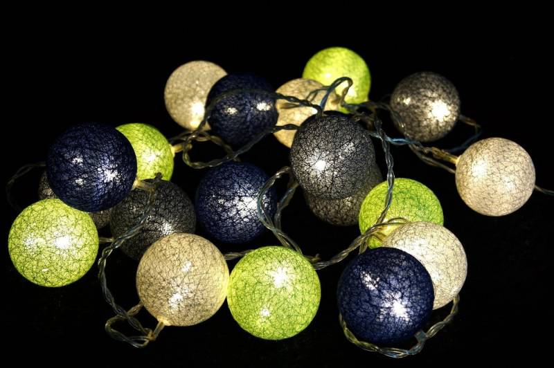 Guru-Shop LED-Lichterkette Stoff Ball Batterielichterkette 3xAA, 20`er LED.. von Guru-Shop