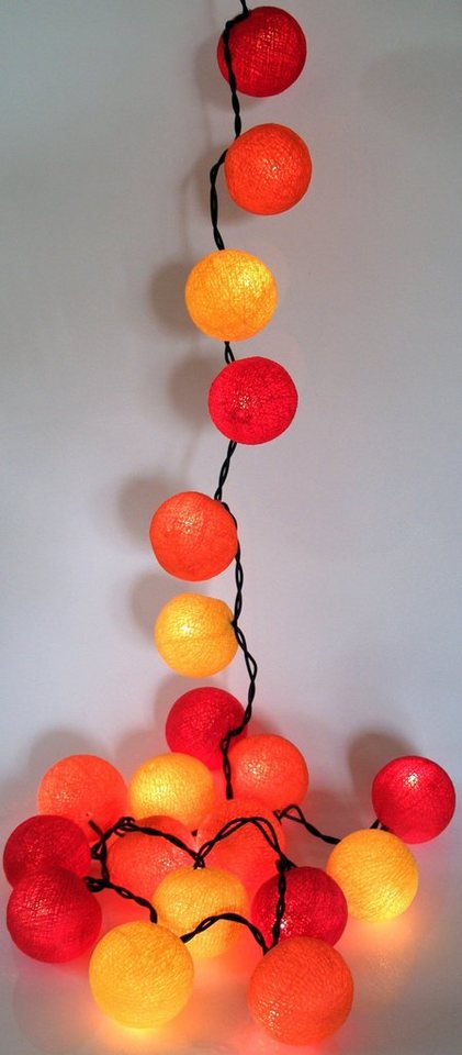 Guru-Shop LED-Lichterkette Stoff Ball Batterielichterkette 3xAA 20`er LED.. von Guru-Shop