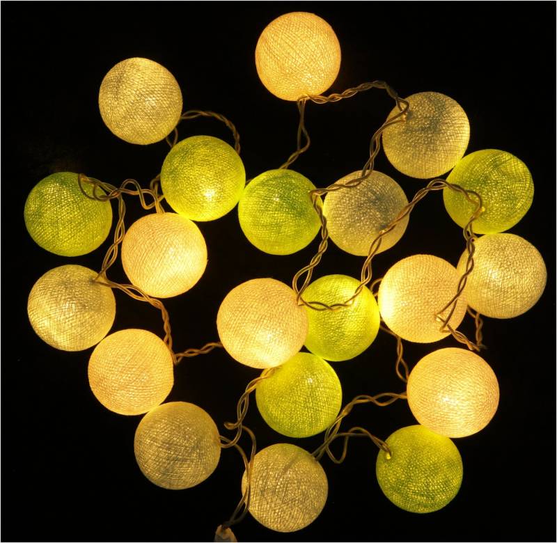 Guru-Shop LED-Lichterkette Stoff Ball Lichterkette, 20`er LED Kugel.. von Guru-Shop