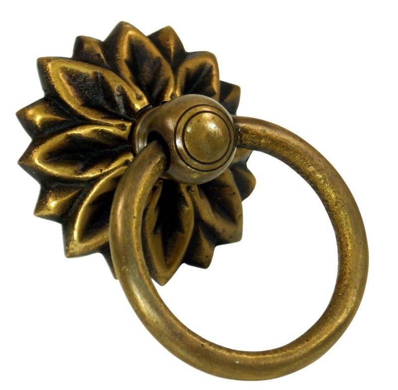 Guru-Shop Möbelknopf Türgriff, Beschlag Ornament mit Ring, Messing von Guru-Shop