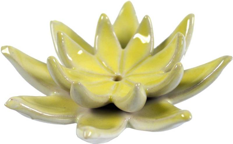Guru-Shop Räucherstäbchen-Halter Räucherstäbchenhalter Lotus aus Keramik gelb -.. von Guru-Shop