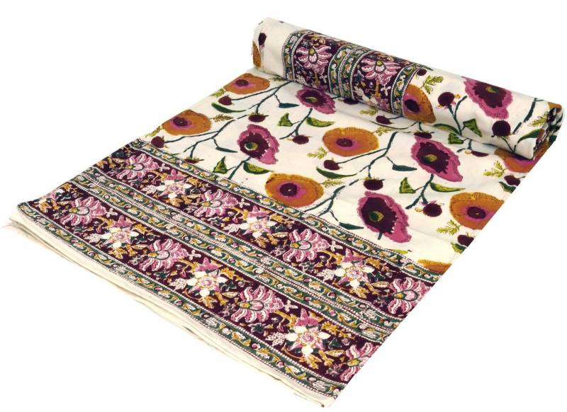 Guru-Shop Tagesdecke Blockdruck Tagesdecke, Bett & Sofaüberwurf,.. von Guru-Shop