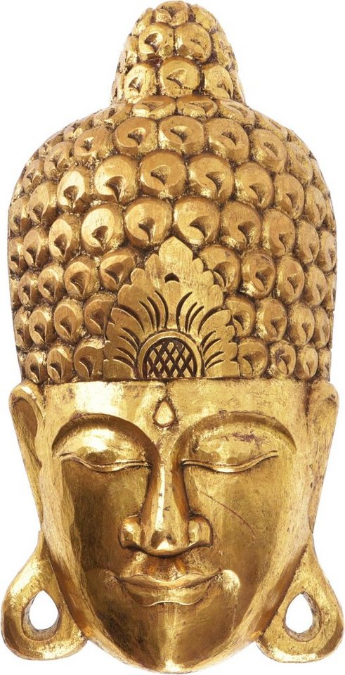 Guru-Shop Wandbild Goldene Buddha Maske, geschnitzter Wandschmuck,.. von Guru-Shop