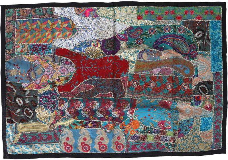Guru-Shop Wandteppich Indischer Wandteppich Patchwork Wandbehang,.., Höhe: 100 mm von Guru-Shop