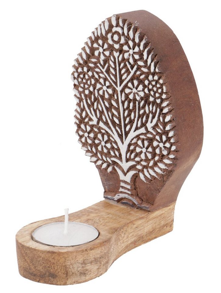 Guru-Shop Windlicht Indischer Teelichthalter Holzstempel - Modell 1 von Guru-Shop
