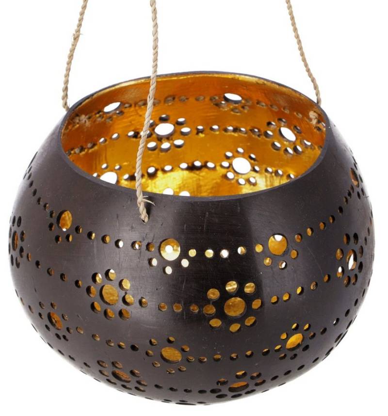 Guru-Shop Windlicht Kokosnuss Teelicht zum Hängen, Dekotopf -.. von Guru-Shop