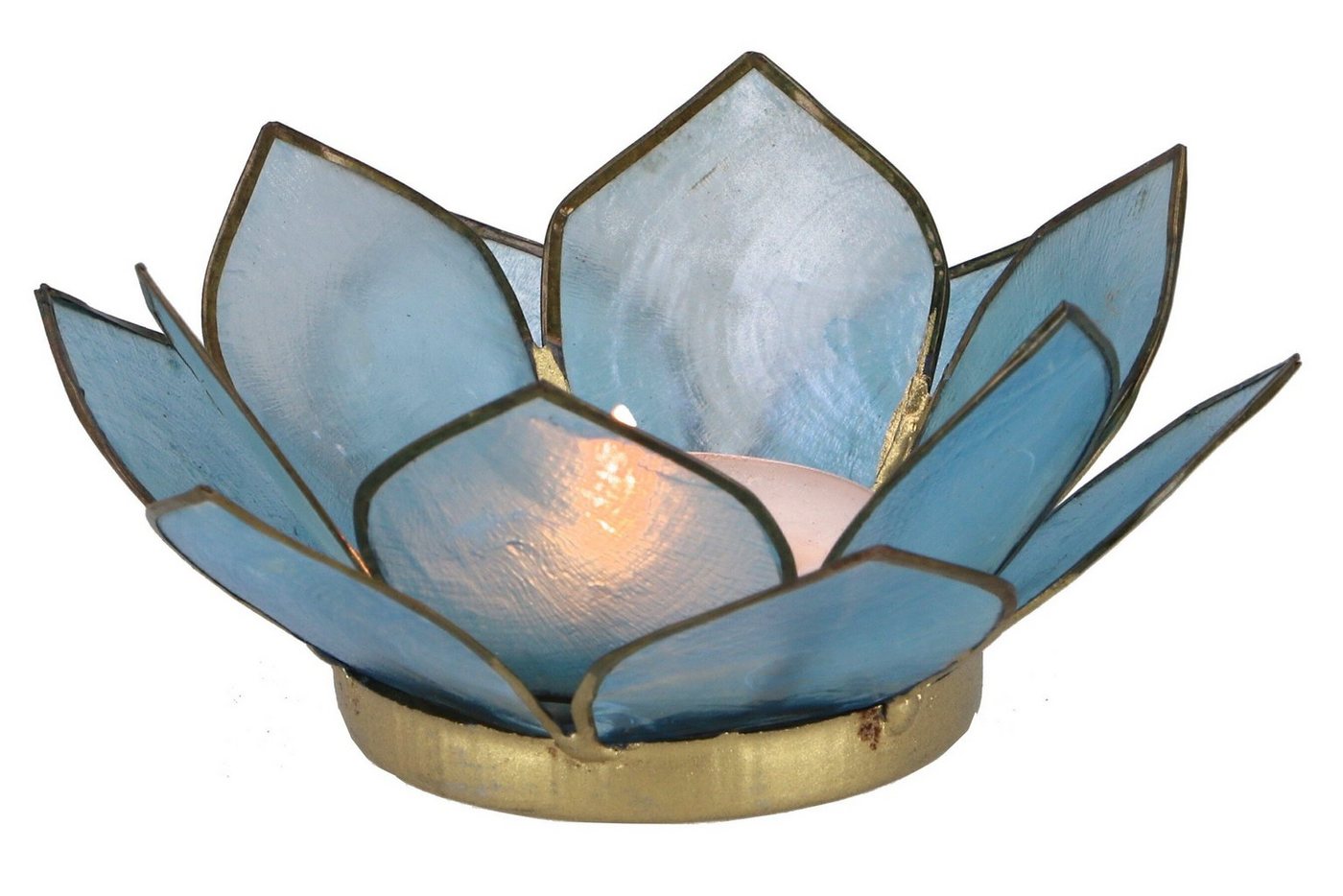 Guru-Shop Windlicht Lotus Teelicht Muschel 11*4 cm - himmelblau Guru-Shop Windlicht Lotus Teelicht Muschel 11*4 cm - himmelblau von Guru-Shop