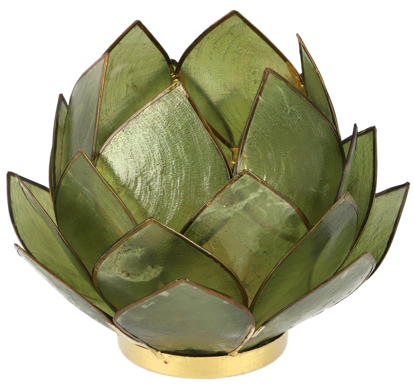 Guru-Shop Windlicht Lotus Teelicht Muschel 14*10 cm - olivgrün Guru-Shop Windlicht Lotus Teelicht Muschel 14*10 cm - olivgrün von Guru-Shop