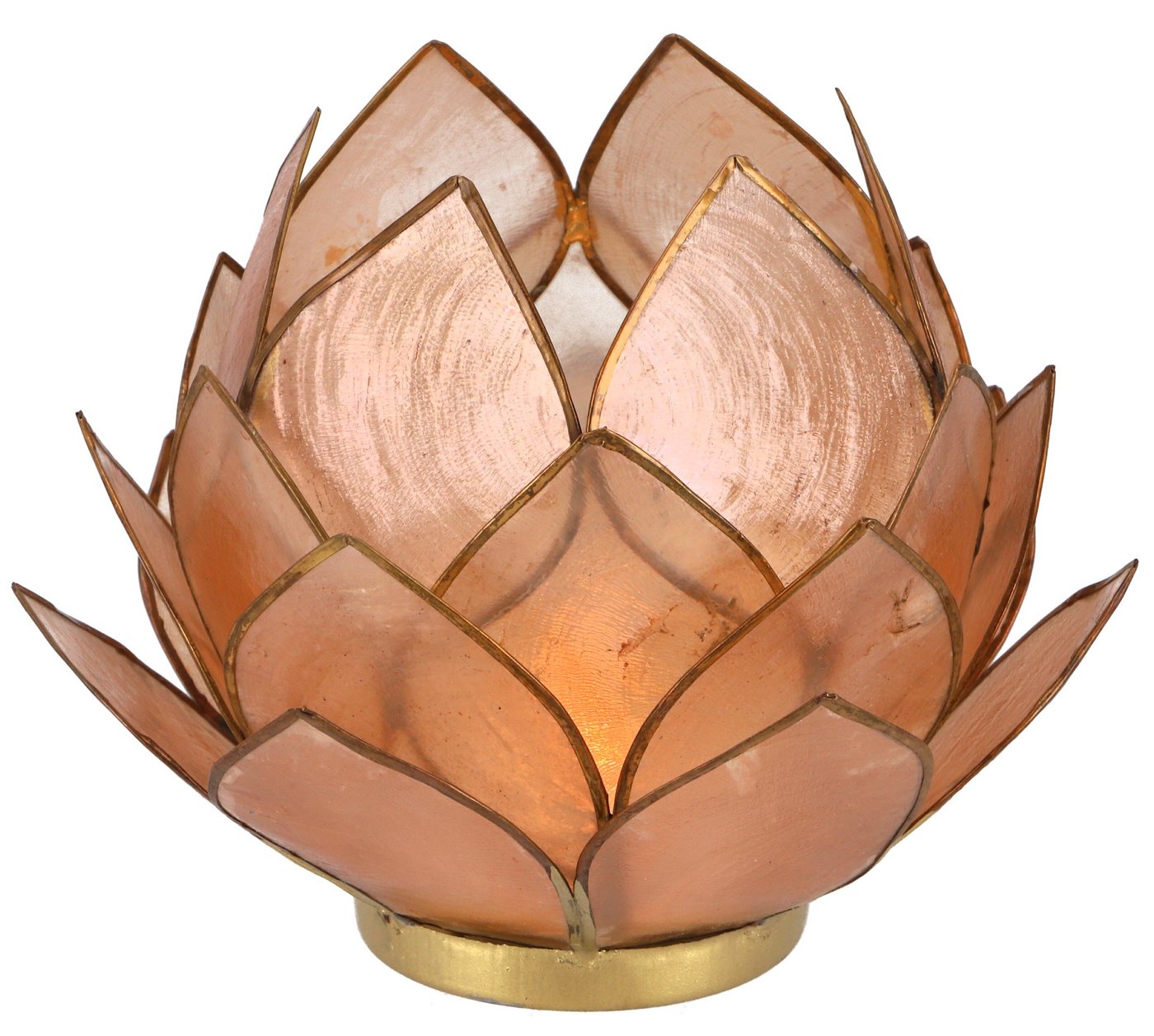Guru-Shop Windlicht Lotus Teelicht Muschel 14*10 cm - sandfarben von Guru-Shop