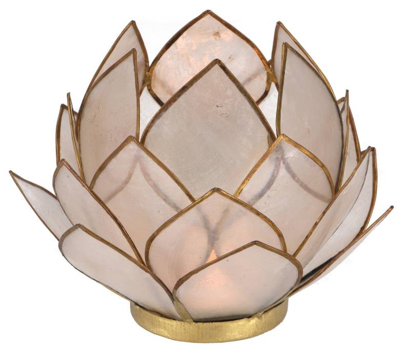 Guru-Shop Windlicht Lotus Teelicht Muschel 14*10 cm - weiß von Guru-Shop