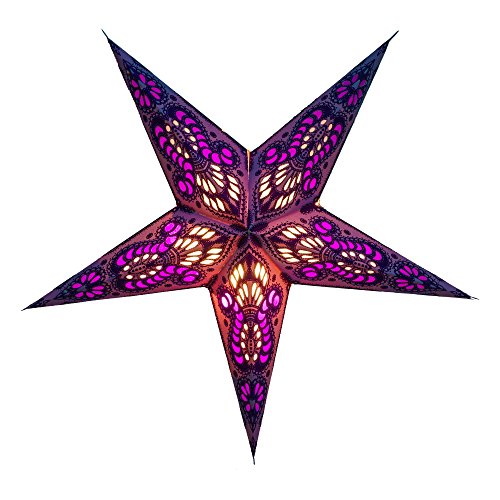 GURU SHOP Faltbarer Advents Leucht Papierstern, Weihnachtsstern 40 cm - Menor Small Violett, Star Fensterdeko von GURU SHOP