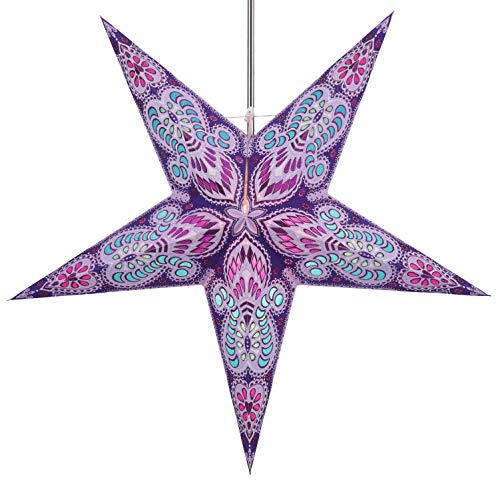 GURU SHOP Faltbarer Advents Leucht Papierstern, Weihnachtsstern 60 cm - Menor Violett Mixed, Star Fensterdeko von GURU SHOP