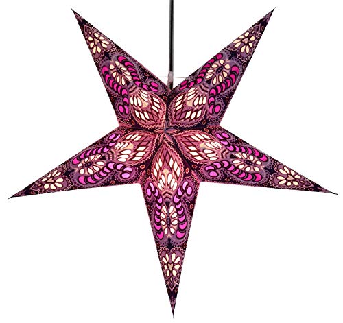GURU SHOP Faltbarer Advents Leucht Papierstern, Weihnachtsstern 60 cm - Menor Violett/natur, Star Fensterdeko von GURU SHOP