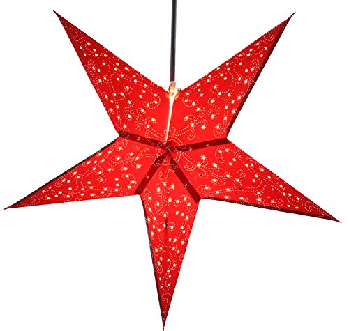 GURU SHOP Faltbarer Advents Leucht Papierstern, Weihnachtsstern 60 cm - Tantalos Rot, Papiersterne 60 cm von GURU SHOP
