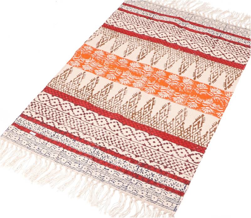 Guru-Shop Teppich Handgewebter Blockdruck Teppich 160*95 cm,.., Höhe: 160 mm von Guru-Shop