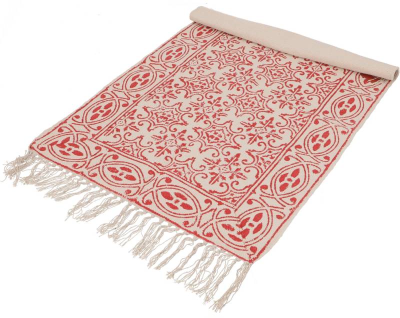 Guru-Shop Teppich Handgewebter Blockdruck Teppich 190*135 cm,.., Höhe: 190 mm von Guru-Shop