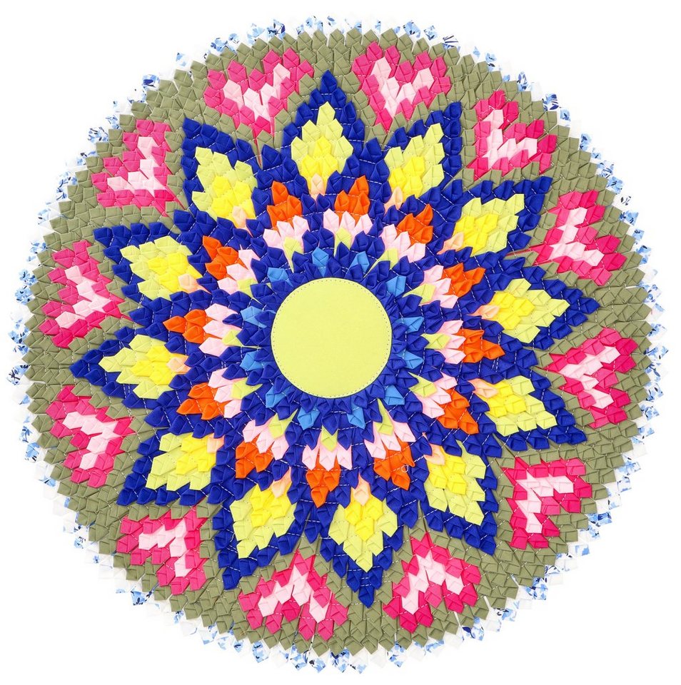 Teppich Runde upcycling Mandala Badmatte, Bodenmatte,.., Guru-Shop, Höhe: 1 mm von Guru-Shop