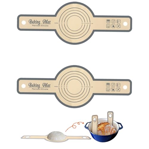 Gurxi 2 Stück Silikon brotschlinge silikonbackmatte silikonmatte Backen silikon-brotschlinge Wiederverwendbare Silikon Backmatte Lange Griffe Teig Brotschlinge Backmatte von Gurxi