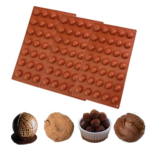 Gurxi 3 Stück Hemisphere Silikonform Kugel,35 Löcher Silikonform Halbkugel Backform Kugel Flexible Schokoladenform Silikon Tafel Bakeware Set für Kuchen Gelee Pudding Süßigkeiten von Gurxi
