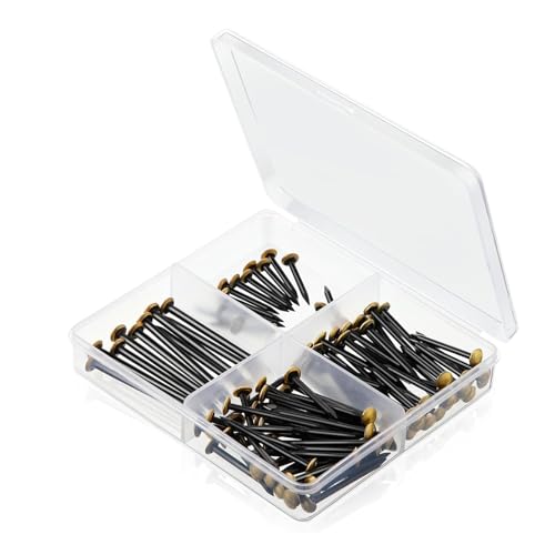 Gurxi Stahlnägel Nägel bilder aufhängen Bildernägel Wandnägel für bilder Nägel für betonwände Nails set Rostfreie Stahlnägel mit goldfarbenem Kopf für Beton Ziegel & Holz Ohne Bohren Schont die Wand von Gurxi