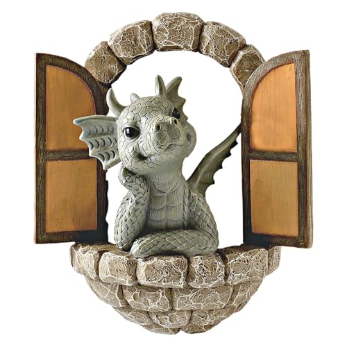 Schöne Hof Drachenskulptur，Gartendrachen fiiguren Deko Drache Gartenfigur Polyresin Garten Drachen Figuren Statue Gartendrachen Figuren Deko für Bäume Garten Terrasse Und Hof von Gurxi