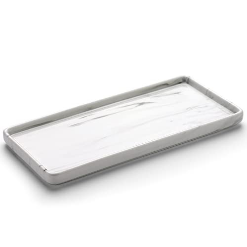 Gurygo ca. 25 cm große Badezimmerablage, Keramikablage für das Badezimmer, kleine, rechteckige Keramikablage, Seifenschale für die Küchentheke, marmorweiß von Gurygo