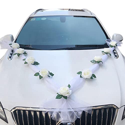 Autoschmuck Hochzeit, Autoschmuck Hochzeit Braut Paar Rose Deko Auto Wedding Deko, Auto Wedding Deko Girlande Hochzeitsschmuck Für Hochzeits Verlobungsfeier von Gusengo