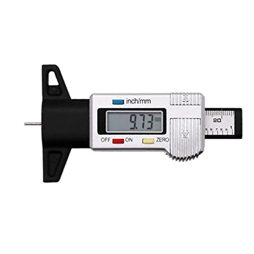 Gusengo Reifenprofilmesser - Digitales LCD-Display Profiltiefenprüfer 0-25,4 mm | MM Zoll-Umwandlungs-Autoreifen-Tester für -Van-LKW-Motorräder von Gusengo