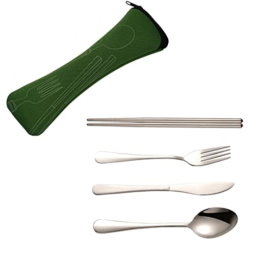 Gusengo Reise-Mittagessen Utensilien - Mittagsbesteck mit Etui,Wiederverwendbares Reisebesteck-Set für Schule, Büro, Camping, Picknick, Aufbewahrungstasche von Gusengo