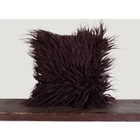 Zottelwolle Kissenbezug Brauner Bio-Leinen, 45 cm X Zottelwolle Kissenbezug Brauner Bio-Leinen, 45 cm X von GushkaWoolRugs