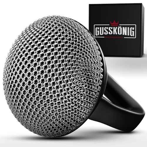 GUSSKÖNIG Gusseisen Ringreiniger - Hochwertiger Edelstahl für Effektive und Schonende Reinigung von Gusseisenprodukten - Schützt Patina (Mit Silikongriff) von Gusskönig