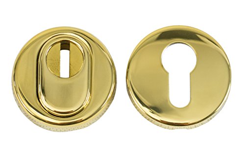 Schutzrosette aus Edelstahl, Oberfläche Messing glänzend PVD mit Zylinderabdeckung, effektiver Zieh- und Anbohrschutz Schutzrosette aus Edelstahl, Oberfläche Messing glänzend PVD mit Zylinderabdeckung, effektiver Zieh- und Anbohrschutz von Gussmeister